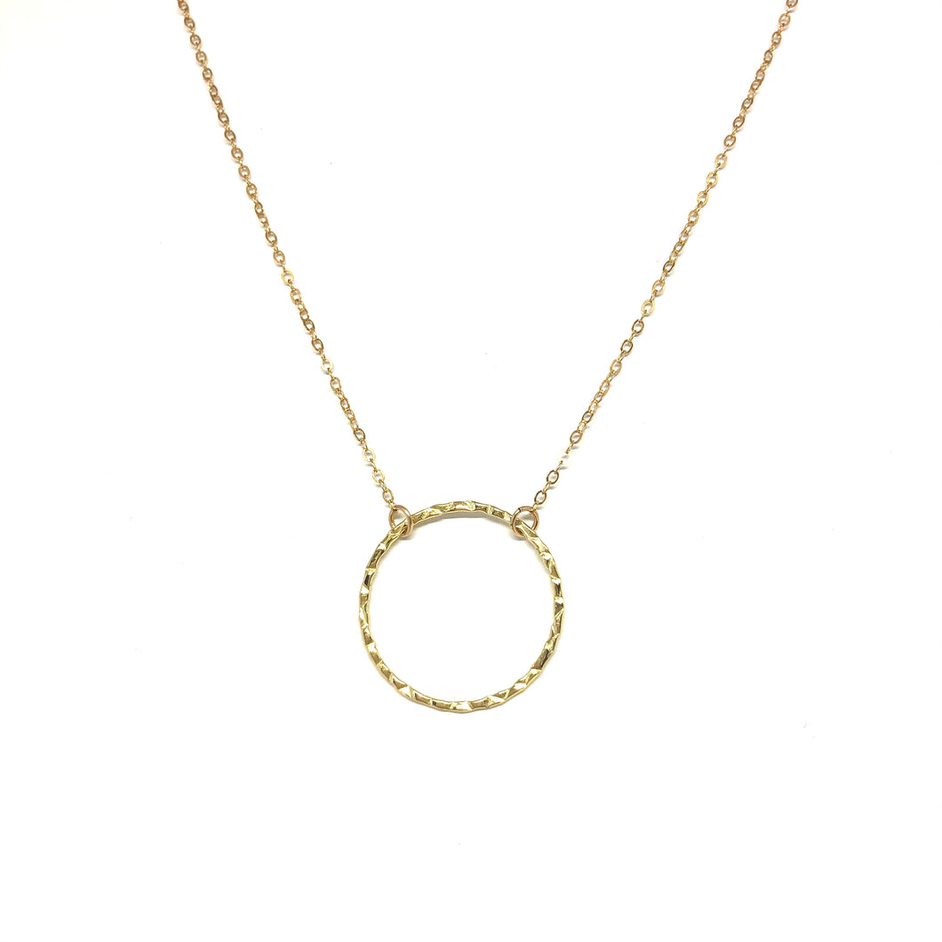 Gold Filled Open Circle Necklace ,Gold Open Ring Necklace,Topaz Jewelry