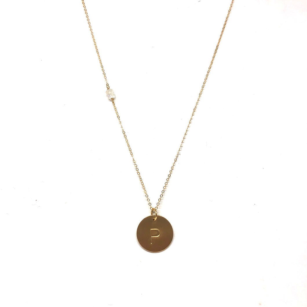 Initial P Necklace - Topaz Custom Jewelry