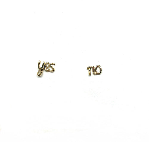 Yes No 10K Gold  Stud Earring - Topaz Jewelry