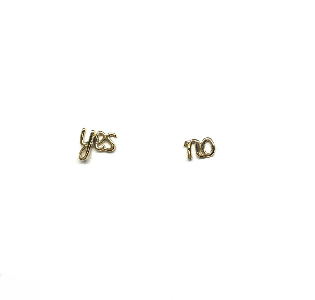 Yes No 10K Gold  Stud Earring - Topaz Jewelry