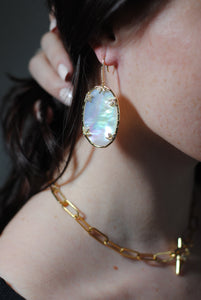 Mother of Pearl Statement Earrings,Mother of Pearl Oval Earrings,Topaz Jewelry.