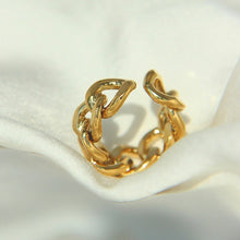 Load image into Gallery viewer, Gold Plated Chain Ring ,Link Chain Adjustable Ring, Topaz Jewelry 
