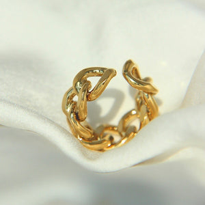 Gold Plated Chain Ring ,Link Chain Adjustable Ring, Topaz Jewelry 