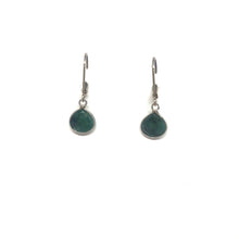 Load image into Gallery viewer, Green Emerald Pear Shape Earrings, Sterling Silver Leaver Back Green Earrings, Topaz Jewelry

