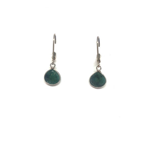 Green Emerald Pear Shape Earrings, Sterling Silver Leaver Back Green Earrings, Topaz Jewelry