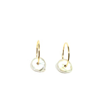 Load image into Gallery viewer, Coin Pearl Hoop Earrings,Pearl Hoop Earrings,Topaz Jewelry
