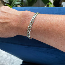 Load image into Gallery viewer, Sterling Silver Chain Links Cuff Bracelet,Silver Cuban Chain Cuff Bracelet,Topaz Jewelry
