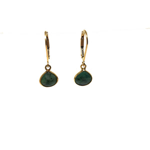 Green Emerald Pear Shape Earrings, Gold Filled Leaver Back Green Earrings, Topaz Jewelry