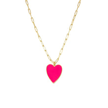 Load image into Gallery viewer, Gold Vermeil Link Chain,Enamel Pink Enamel Heart,Topaz Jewelry
