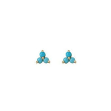 Load image into Gallery viewer, Turquoise Studs Earrings,14 Karat Tripod Studs Earrings,Tiny Tripod Earrings,Topaz Jewelry 
