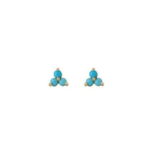 Turquoise Studs Earrings,14 Karat Tripod Studs Earrings,Tiny Tripod Earrings,Topaz Jewelry 