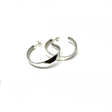 Load image into Gallery viewer, Sterling Silver Wavy Hoop Earrings, 35mm Silver Hoop Earrings,Post Hoop Earrings,Topaz jewelry
