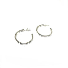 Load image into Gallery viewer, Everyday Silver Hoop Earrings,Light Weight Silver post Earrings,30mm Silver Hoops,Topaz Jewelry
