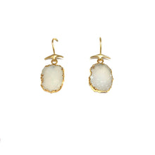 Load image into Gallery viewer, White Druzy Quartz Earrings,Gold Vermeil White Druzy Drop Earrings,Topaz Jewelry
