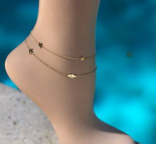 Load image into Gallery viewer, Solid Gold Stars Anklet,Star Solid Gold Anklet,Gold Stars Anklet,Star Anklet - Topaz Jewelry
