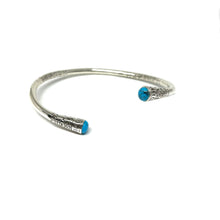 Load image into Gallery viewer, Thin Silver Cuff, Adjustable Silver Cuff With Turquoise Stones,Topaz Jewelry 
