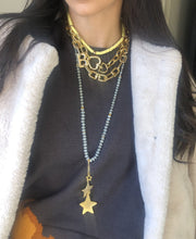 Load image into Gallery viewer, Chunky Gold  Plated Links Necklace,Gold Heart Clasp,Statement Links Necklace Topaz Jewelry
