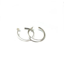 Load image into Gallery viewer, Sterling Silver Wavy Hoop Earrings, 35mm Silver Hoop Earrings,Post Hoop Earrings,Topaz jewelry
