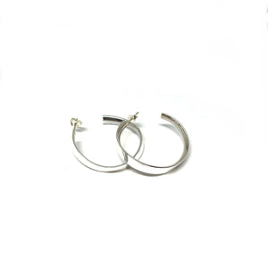 Sterling Silver Wavy Hoop Earrings, 35mm Silver Hoop Earrings,Post Hoop Earrings,Topaz jewelry