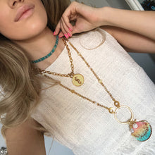 Load image into Gallery viewer, Seahorse Necklace,Seahorse Enamel Pendant,Gold Plated Link Chain Seahorse Necklace,Topaz Jewelry
