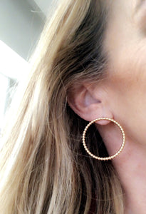Forever Gold Balls Open Circle Post Earrings - Topaz Custom Jewelry