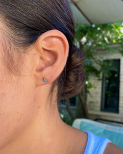 Turquoise Studs Earrings,14 Karat Tripod Studs Earrings,Tiny Tripod Earrings,Topaz Jewelry 