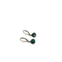 Load image into Gallery viewer, Green Emerald Pear Shape Earrings, Sterling Silver Leaver Back Green Earrings, Topaz Jewelry
