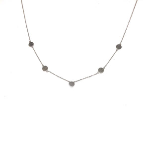 White Gold Disc Necklace,Five Disc Necklace - Topaz Jewelry