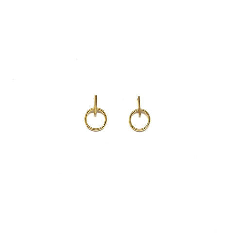 10K Gold Bar Earrings,Mini Bar Hoop Earrings - Topaz Jewelry