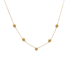 10K Solid Gold Disc Necklace, Five Disc Necklace - Topaz Jewelry