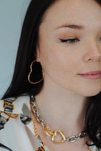 Medium Heart Hoop Earrings,Gold Plated Medium Hoop Earrings,Topaz Jewelry