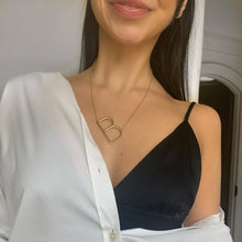 Load image into Gallery viewer, Sideway Letter B Necklace, Personalized Letter B Necklace, Large Letter B Necklace, Stainless Steel B Necklace, Topaz Jewelry
