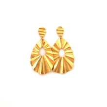 Load image into Gallery viewer, Gold Plated Statement Earrings,Post Statement Earrings,Textured Gold Earrings,Topaz Jewelry
