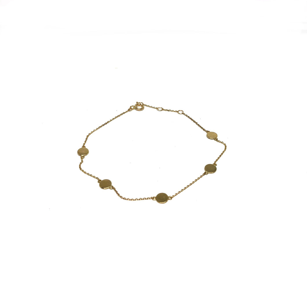 Gold Dot Bracelet,10 Karat Disc Bracelet - Topaz Jewelry