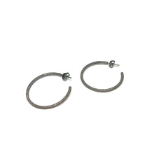 Load image into Gallery viewer, Oxedized Silver Hoop Earrings,Sparkley Hoop Earrings, Topaz Jewelry
