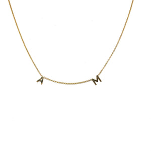 14K Gold Initial A & M Necklace,Topaz Jewelry